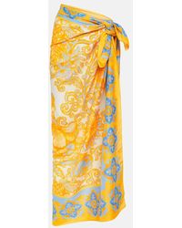 La DoubleJ - Printed Cotton And Silk Beach Cover-up - Lyst