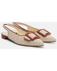 Manolo Blahnik - Maylura Raffia-Effect Slingback Flats - Lyst