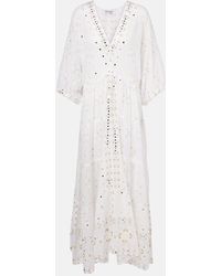 Juliet Dunn - Embroidered Cotton Maxi Dress - Lyst