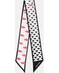 Prada - Printed Silk Twill Scarf - Lyst