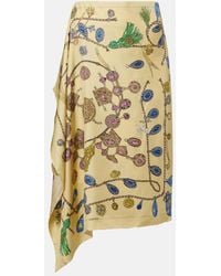 Versace - Printed Silk Twill Wrap Skirt - Lyst