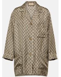Gucci - GG Supreme Oversized Silk Shirt - Lyst
