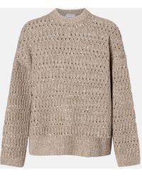 Brunello Cucinelli - Sequined Linen-Blend Sweater - Lyst