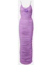 David Koma - Floral-Applique Ruched Cocktail Dress - Lyst