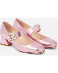 Roger Vivier - Tres Vivier Metallic Leather Mary Jane Pumps - Lyst