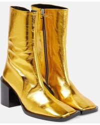 Jil Sander - Ankle Boots aus Metallic-Leder - Lyst