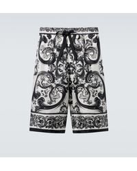 Dolce & Gabbana - Shorts Majolica Aus Seiden-Twill - Lyst