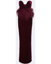 The New Arrivals Ilkyaz Ozel - Sienna Feather-Trimmed Velvet Gown - Lyst