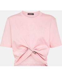Versace - Cropped Cotton Jersey T-shirt - Lyst