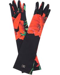 Womens Gloves Dolce & Gabbana Gloves Dolce & Gabbana Synthetic Gloves With Flower Print in Red Save 41% 