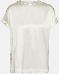 Brunello Cucinelli - Silk-Blend Satin T-Shirt - Lyst