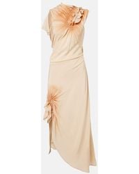 Victoria Beckham - Asymmetric Smocked Silk Cocktail Dress - Lyst