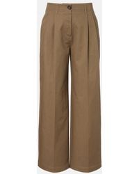 TOTEME - Pleated Cotton Wide-Leg Pants - Lyst