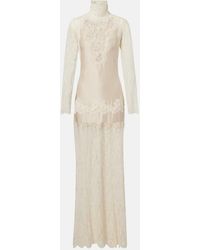 Rabanne - Lace And Satin Maxi Dress - Lyst