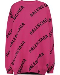 Balenciaga Jersey en mezcla de lana con logo - Rosa