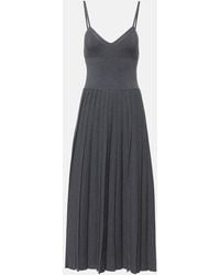 KHAITE - Elio Pleated Wool Midi Dress - Lyst