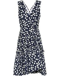 Carolina Herrera Gepunktetes Minikleid aus Baumwolle - Blau