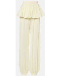Alaïa - Mid-Rise Semi-Sheer Wide-Leg Pants - Lyst