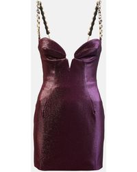 Area - Mussel Cup Crystal Embellished Minidress - Lyst