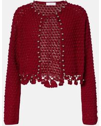 Rabanne - Studded Crochet Cotton Cardigan - Lyst