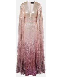 Jenny Packham - Easy Breezy Sequined Caped Gown - Lyst