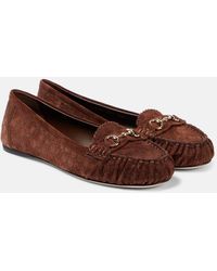 Gucci - Gg Horsebit Suede Ballet Flats - Lyst