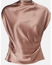 The Sei - Draped Silk Satin Top - Lyst