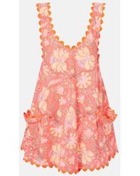 Juliet Dunn - Floral Scalloped Cotton Minidress - Lyst