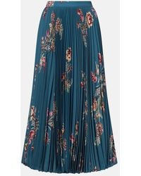Etro - Gonna Midi Plisse A Vita Alta Con Stampa Floreale - Lyst