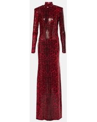 The New Arrivals Ilkyaz Ozel - Sequined Leopard-Print Open-Back Gown - Lyst