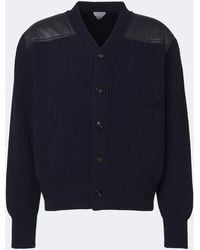 Bottega Veneta - Leather-Trimmed Wool And Cashmere Cardigan - Lyst