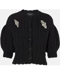Simone Rocha - Embellished Cable-Knit Wool-Blend Cardigan - Lyst