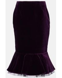 Nina Ricci - Peplum Cotton Velvet Midi Skirt - Lyst