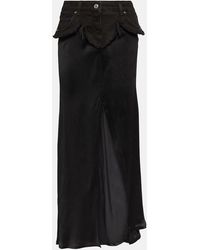 Blumarine - Denim-Trimmed Satin Maxi Skirt - Lyst