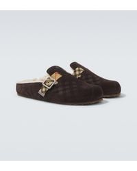 Burberry - Urchin Shearling-Lined Suede Clogs - Lyst