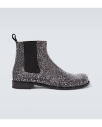 Loewe - Campo Embellished Leather Chelsea Boots - Lyst