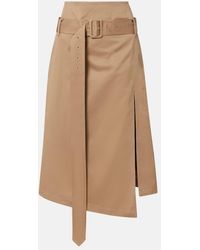 Acne Studios - Innara Belted Cotton Twill Midi Skirt - Lyst