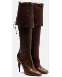 McQueen - Lace-Up Leather Knee-High Boots - Lyst