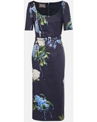 Monique Lhuillier - Floral Poplin Midi Dress - Lyst