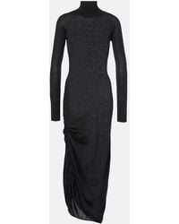 Alaïa - Draped Wool Turtleneck Dress - Lyst