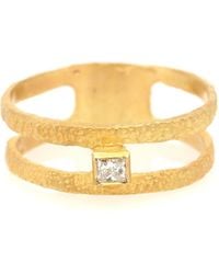 Elhanati Roxy Fine Graphic 18kt Gold Ring With Diamond - Metallic
