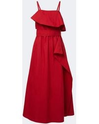 Proenza Schouler - Reign Ruffled Cotton-Blend Midi Dress - Lyst