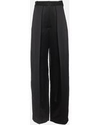 KHAITE - Marinta High-Rise Satin Wide-Leg Pants - Lyst