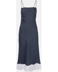 STAUD - Paolo Linen-Blend Midi Dress - Lyst