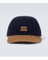 Miu Miu - Logo Denim And Corduroy Baseball Cap - Lyst
