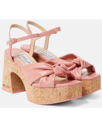 Jimmy Choo - Plateausandalen Heloise 95 Aus Leder - Lyst