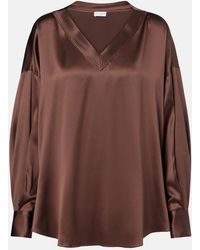 Brunello Cucinelli - Silk Satin Blouse - Lyst