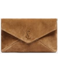 Saint Laurent - Cassandre Large Suede Clutch - Lyst