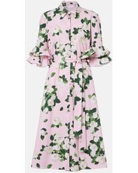 Carolina Herrera - Belted Floral Cotton-Blend Shirt Dress - Lyst