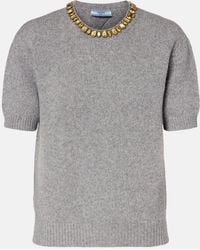Prada - Verzierter Pullover Aus Wolle Und Kaschmir - Lyst